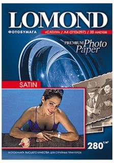 Бумага Lomond A4 280 г/м2 20л.,фотобумага "Сатин" (1104201)