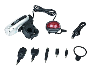 Зарядное устройство Energenie EG-PC-005 для мобильных телефонов с ручным приводом, фонариком и дистанционным управлением. Устанавливается на велосипед