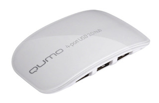 Хаб USB 2.0 Qumo "Whte Line" , 4 порта,белый глянец, интерфейс USB 2.0, кабель 100см, размеры 91х50,6х18,4 мм