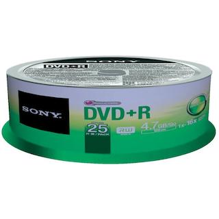 Диск DVD+R Sony 4.7 Gb, 16x, Cake Box (25), (25/300) 25DPR47SP