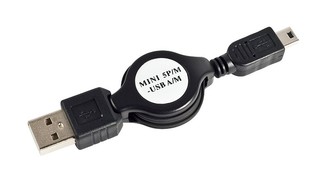 Кабель Интерфейсный-Самоскручивающийся PC PET USB 2.0 AM/miniB 5P, 0.8м