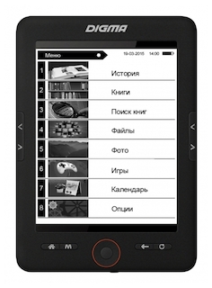 Электронная книга Digma E628 6" E-ink Pearl 600MHz 128Mb/4Gb/microSDHC черный