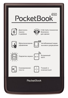 Электронная книга PocketBook 650LE 6" E-Ink Carta Touch Screen 512Mb/4Gb/подсветка дисплея серый