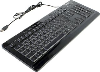 Клавиатура Gembird KBL-007,черн., USB, красная подсветка символов, 8 доп.клавиш