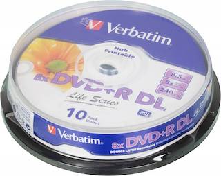 Диск DVD+R Verbatim 8.5Gb 8x Cake Box (10шт) Double Layer (43818)