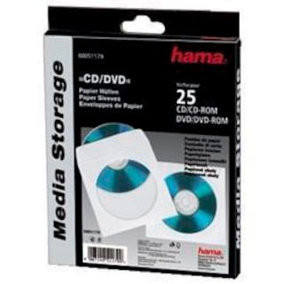 Конверты Hama H-51179 для CD/DVD бумажные с прозрачным окошком 1 шт. белый