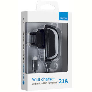 Сетевое з/у Deppa 2.1A black + кабель microUSB (DEP-23141)