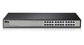 Коммутатор NETIS 24PORT 1000M ST3124G  Коммутатор 24-портовый гигабитный, 24 порта RJ45 10/100/1000 Мбит/с, 1U 19-дюймовый монтируемый в стойку, сталь