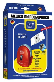 Пылесборники TOP HOUSE TH 201D двухслой 5ш+1м.ф.д/пылес  Samsung,LG-Electronics,AKIRA,Alpina,Atlanta