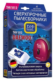 Пылесборники TOP HOUSE THN 101D сверхпрочн нетканые 4 шт д/пыл DAEWOO, ELENBERG, BORK, SCARLETT
