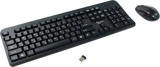 Комплект клавиатура + мышь Gembird KBS-7002,черный, 2.4ГГц/10м, 1600DPI,  мини-приемник- USB