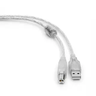 Кабель удлинитель USB2.0 Pro Cablexpert CCF-USB2-AMBM-TR-15, AM/BM, 4,5м, экран, феррит.кольцо, прозрачный, пакет