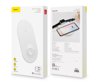 Беспроводное зарядное устройство Baseus wireless charger smart 2in1 Телефон + Часы 5w/7.5w/10w белая