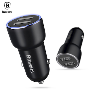 Автомобильное з/у Baseus 3.4A Dual USB black (CAXLD-C01)