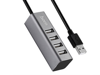 Хаб USB 2.0 Hoco HB1 4xUSB Line Machine серый