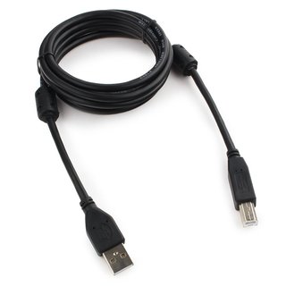 Кабель USB 2.0 Am-Bm Gembird/Cablexpert CCF2-USB2-AMBM-6, AM/BM, 1.8м, экран, 2феррит.кольца, черный, пакет