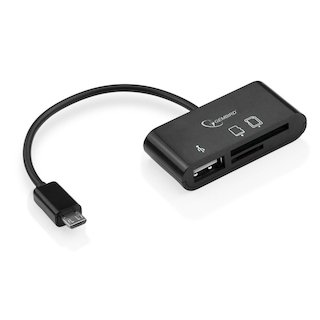 Кабель OTG Gembird с картридером UHB-OTG-01 USBAF MicroSD, SD/MicroBM, 0.12м, блистер