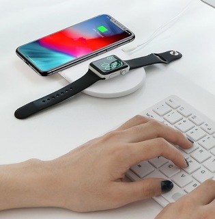 Беспроводное зарядное устройство Baseus wireless charger smart 2in1 Телефон + Наушники  5w/7.5w/10w белая