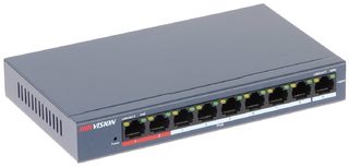 Коммутатор HIKVISION DS-3E0109P-E(C) неуправляемый настольный 9x10/100/1000BASE-T PoE мощность 123Ват