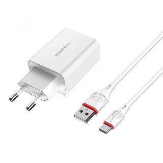 Сетевое з/у Borofone USB Type-C BA21A быстрая зарядка QC3.0 White