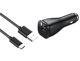 Автомобильное з/у Samsung USB 2.0 Type A + дата-кабель Type-C EP-LN915CBEGRU с функцией быстрой зарядки Black