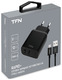 Сетевое з/у TFN USB, 2.4A,с кабелем TypeC Black (TFN-WCRPD12W2U03)