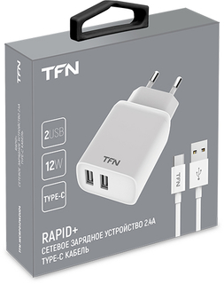 Сетевое з/у TFN USB, 2.4A,с кабелем TypeC White (TFN-WCRPD12W2U04)