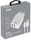 Сетевое з/у TFN USB, 2.4A,с кабелем TypeC White (TFN-WCRPD12W2U04)
