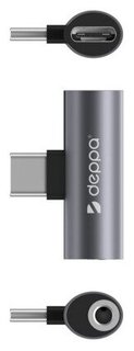Переходник Deppa 73129 USB Type-C (m) mini-Jack 3.5 (f) USB Type-C (f) графитовый