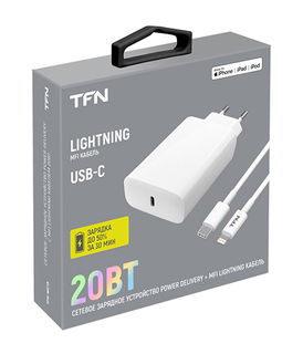 Сетевое з/у TFN TypeC, 20Вт, с кабелем Lightning Цвет:белый (TFN-WC15)