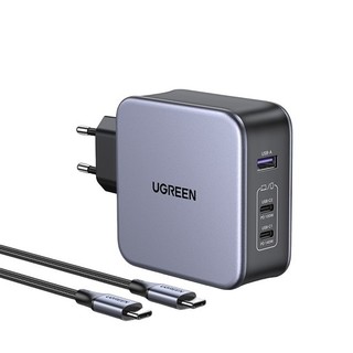 Сетевое з/у UGREEN CD289 (90549) Nexode 140W USB-A+2*USB-C GaN Fast Charger с кабелем USB-C - USB-C