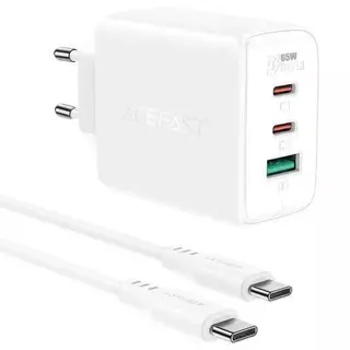 Сетевое з/у ACEFAST A13 PD65W USB-C+USB-C+USB-A 3-port charger set EU Цвет белый