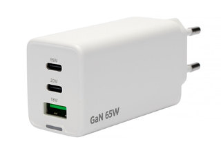 Сетевое з/у Cablexpert 3A 1хUSB 2хType-C QC4.0/PD 65W GaN white (MP3A-PC-65)