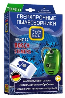 Пылесборники Top House THN 4015 S сверхпрочные нетканые 4 шт. д/пыл Bosch,Siemens