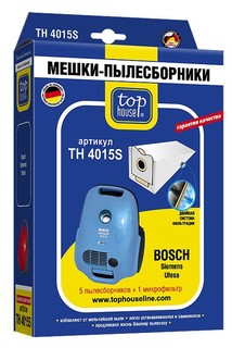 Пылесборники Top House TH 4015 S  Двухслойные 5 шт.+1 м.ф. для пылесосов: Bosch,Siemens