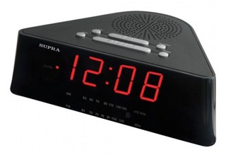 Радиобудильник Supra SA-12FM черный с красным