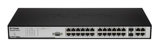 Коммутатор D-Link 24-Port 10/100Mbps + 2 1000BASE-T + 2 Combo 1000BASE-T/SFP управл. L2 (DES-3028)