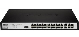 Коммутатор D-Link 24-Port 10/100Mbps POE+ 2 1000BASE-T + 2 x 1000BASE-T/SFP  упр. L2 (DES-3028P)