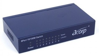 Коммутатор Acorp HU8D 10/100 Mbps 8-port Metal case