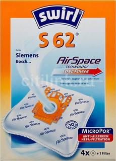 Пылесборники Swirl S62/S68 Airspace 4 шт.+1 м.ф. для Siemens