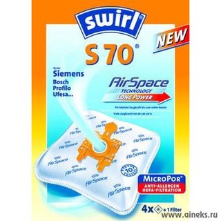 Пылесборники Swirl S70 Airspace 4 шт.+1 м.ф. для пылесосов Siemens Smily VS01G000-01G999