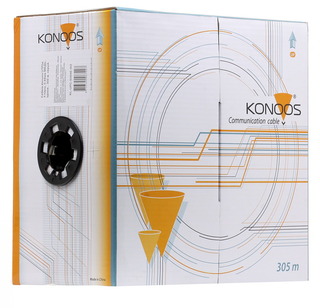 Кабель UTP Konoos KL-UPC-5004E-SO кат.5e МЕДЬ одножильный 0.48 мм, 305 м pullbox, серый