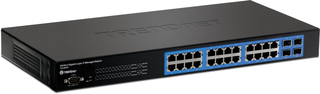 Коммутатор TRENDnet  TL2-G244 2/3 уровня с 24х10/100/1000 Мбит/с 4хMini-GBIC RS-232 управляемый