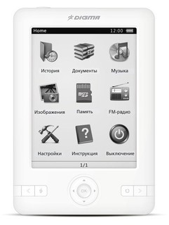 Электронная книга Digma E500 5дюймов 2Gb белая + чехол