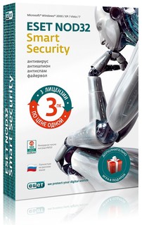 ПО ESET NOD32 Smart Security + Bonus - лицензия на 1 год на 3ПК (NOD32-ESB-NS-BOX-1-1)