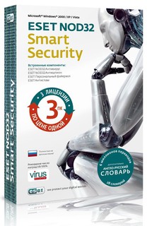 ПО ESET NOD32 Smart Security на 3ПК+англ-рус словарь на 1 год BOX (NOD32-ESV-NS-BOX-1-1)