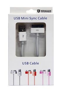 Кабель KRAULER для подключения 30pin iPhone, iPad, iPodTouch к USB, длина 1.0м