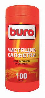 Туба с чистящими салфетками BURO, для экранов и оптики, 100 шт