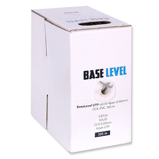 Кабель сетевой BaseLevel UTP витая пара  категории 5e, 4пары, (0.50мм), CCA 305м, оболочка PVC