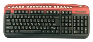 Клавиатура Oklick 320M красн ммедиа (PS/2+USB)+ USB порт